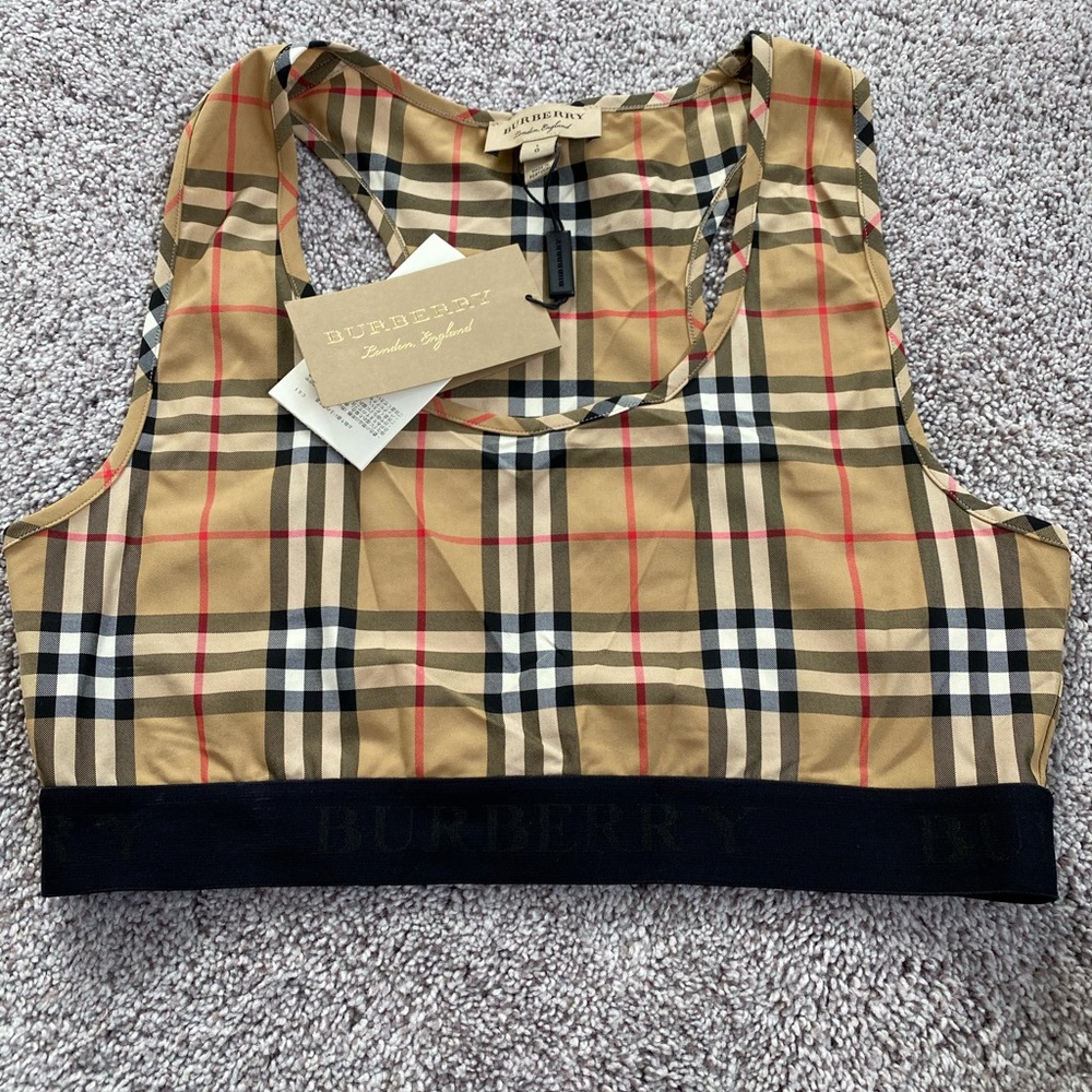 Burberry Logo Detail Vintage Check Bra Top